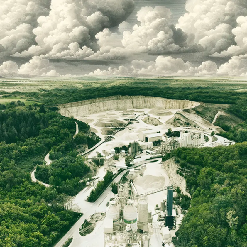 carrière vue du ciel, site industriel